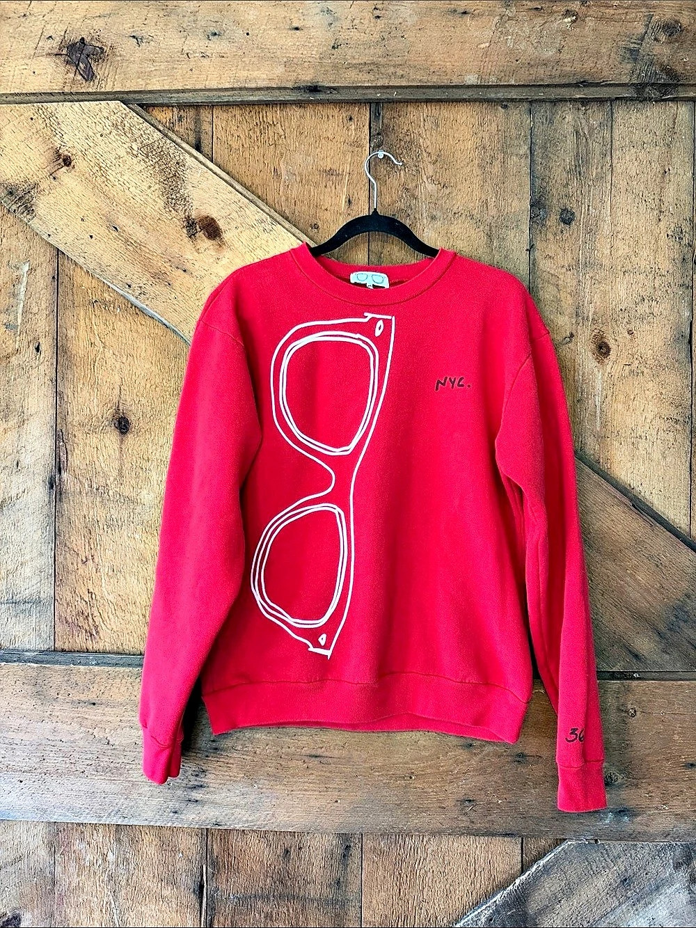 Casey Neistat 368 NYC Sunglasses Graphic Red Sweatshirt Medium